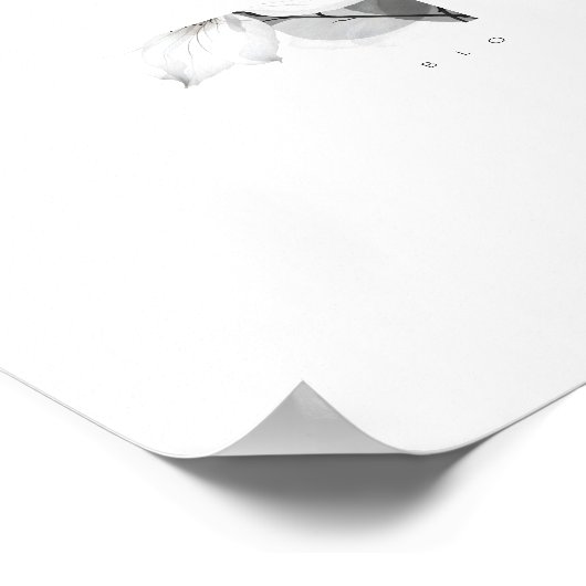 Delicate Black White Overlapping Leaves & Flowers Poster (Hoek)