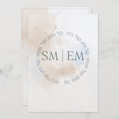 Delicate Blau-Beige Hebreeuwse Chuppah Uitnodiging (Voorkant / Achterkant)