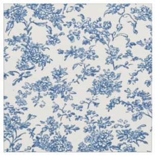 Delicate Blau Bloem Motief Stof