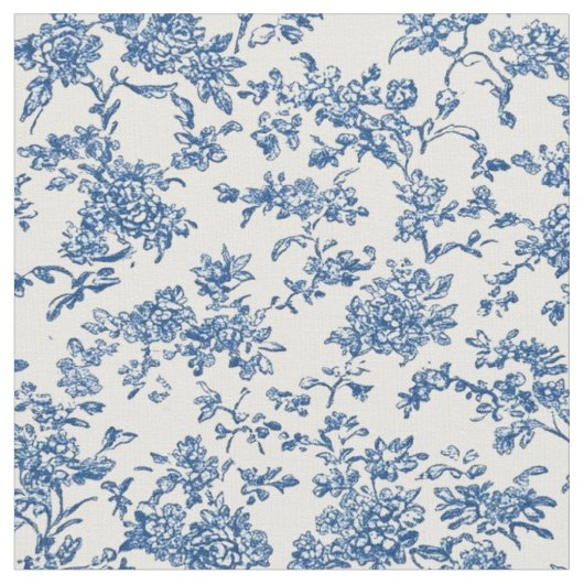 Delicate Blau Bloem Motief Stof (Close Up)