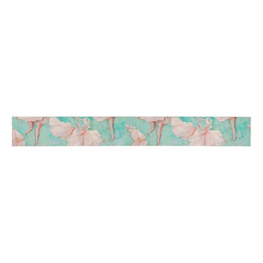 Delicate  Blauw en Roze Tiny Dancer Print Grosgrain Lint (Voorkant)