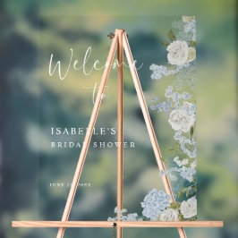 Delicate Blauw Groen Bloemen Welkom Acryl Bord