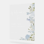 Delicate Blauw Groen Bloemen Welkom Acryl Bord (Hoek)