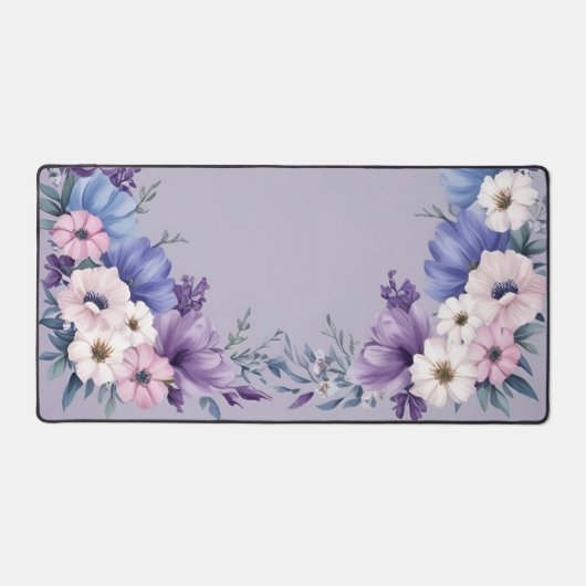 Delicate blauw, wit, roze en Paarse zomerbloemen Bureaumat (Voorkant)