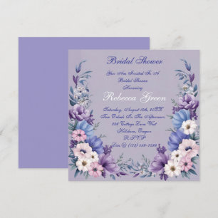 Delicate blauw, wit, roze en Paarse zomerbloemen Kaart