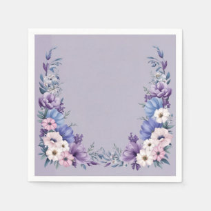 Delicate blauw, wit, roze en Paarse zomerbloemen Servet