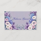 Delicate blauw, wit, roze en Paarse zomerbloemen Visitekaartje (Voorkant)
