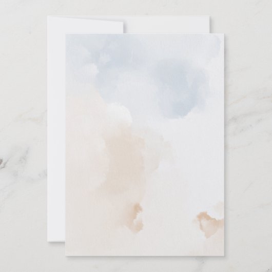 Delicate Blauwe-Beige Hebreeuwse Chuppah Bruiloft Kaart (Achterkant)