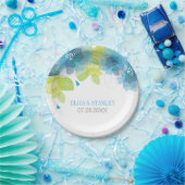 Delicate blauwe bloemen bloemlentebruiloft papieren bordje (Feest)