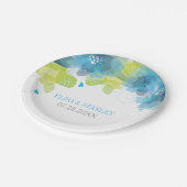 Delicate blauwe bloemen bloemlentebruiloft papieren bordje (Gekanteld)