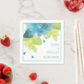 Delicate blauwe bloemen bloemlentebruiloft servetten (Insitu)