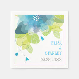 Delicate blauwe bloemen bloemlentebruiloft servetten