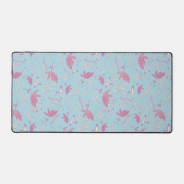 Delicate blauwe bloemen en bogen bureaumat