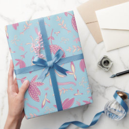 Delicate blauwe bloemen en bogen cadeaupapier