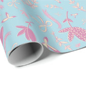 Delicate blauwe bloemen en bogen cadeaupapier (Rol Hoek)