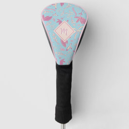 Delicate blauwe bloemen en bogen golfheadcover