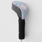Delicate blauwe bloemen en bogen golfheadcover (Schuin)