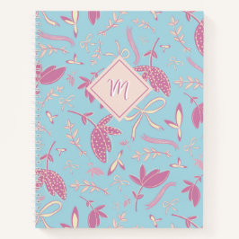 Delicate blauwe bloemen en bogen notitieboek