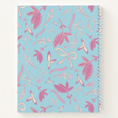 Delicate blauwe bloemen en bogen notitieboek (Achterkant)