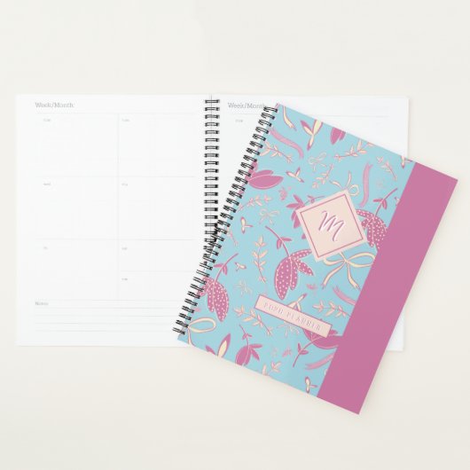 Delicate blauwe bloemen en bogen planner (Display)