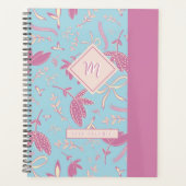 Delicate blauwe bloemen en bogen planner (Voorkant)