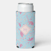 Delicate blauwe bloemen en bogen seltzer blikjeskoeler (Seltzer Voorkant)