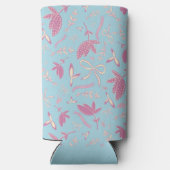 Delicate blauwe bloemen en bogen seltzer blikjeskoeler (Achterkant)