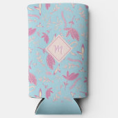 Delicate blauwe bloemen en bogen seltzer blikjeskoeler (Voorkant)