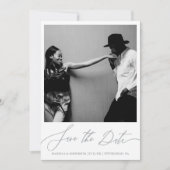 Delicate Blauwe Bloemen Kalligrafie Foto Save The Date (Voorkant)