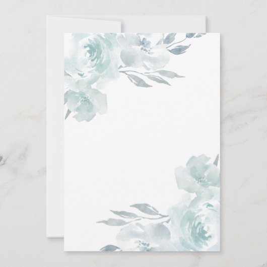 Delicate Blauwe Bloemen Kalligrafie Foto Save The Date (Achterkant)