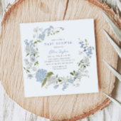 Delicate Blauwe Bloemen Krans Baby shower Uitnodig Kaart