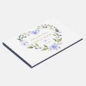 Delicate Blauwe Bloemen Krans Marine Blauw Huwelij Gastenboek (Hoek)