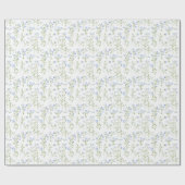 Delicate Blauwe Bloemen op Wit Cadeaupapier (Vlak)
