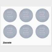 Delicate Blauwe Bloemige Bruiloft Ronde Sticker (Vel)