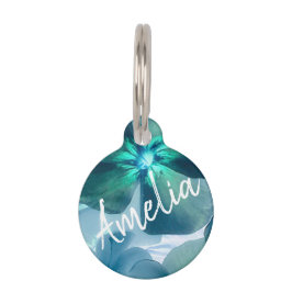 Delicate blauwe bloesem huisdierpenning