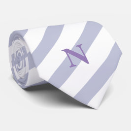 Delicate blauwe strepen lavendelmonogram stropdas