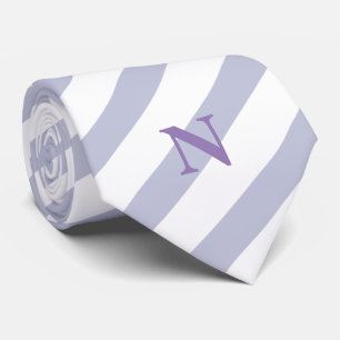 Delicate blauwe strepen lavendelmonogram stropdas