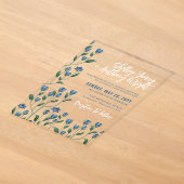Delicate Blauwe Wilde Bloemen Bruiloft Acryl Uitnodigingen (Laagn)