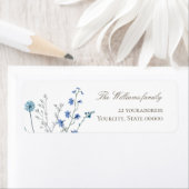 delicate blauwe wilde bloemen Terug Adres Etiket (Insitu)