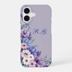 Delicate blauwe, witte, roze en paarse zomerbloeme iPhone 16 hoesje
