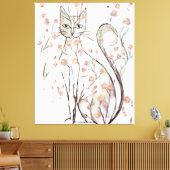Delicate bloem kat illustratie canvas afdruk (Insitu (Woonkamer))