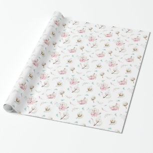 Delicate Bloem & Katoen Cadeaupapier