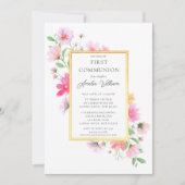 Delicate bloemblaadjes eerste communie kaart (Voorkant)
