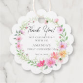 Delicate bloemblaadjes Eerste Heilige Communie Bedankjes Labels (Achterkant)