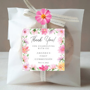 Delicate bloemblaadjes Eerste Heilige Communie Vierkante Sticker