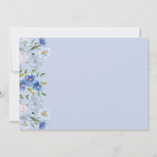 Delicate Bloemen blauw sinaasappel Bruiloft Jubile Kaart (Achterkant)