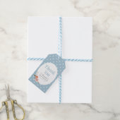 Delicate Bloemen Blauwe Polka Dot Dank u Cadeaulabel (Met Touw)