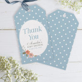 Delicate Bloemen Blauwe Polka Dot Dank u Cadeaulabel