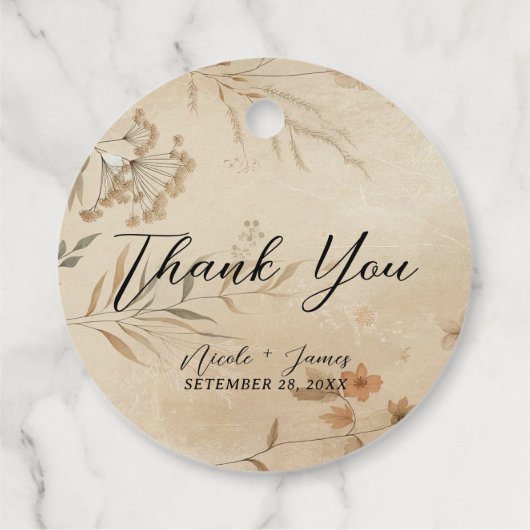  Delicate Bloemen Botanische Boho Bruiloft Bedankjes Labels (Achterkant)