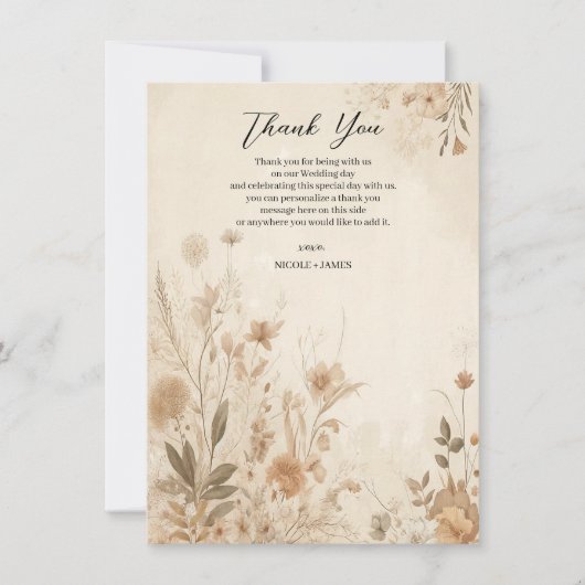  Delicate Bloemen Botanische Boho Bruiloft Kaart (Voorkant)